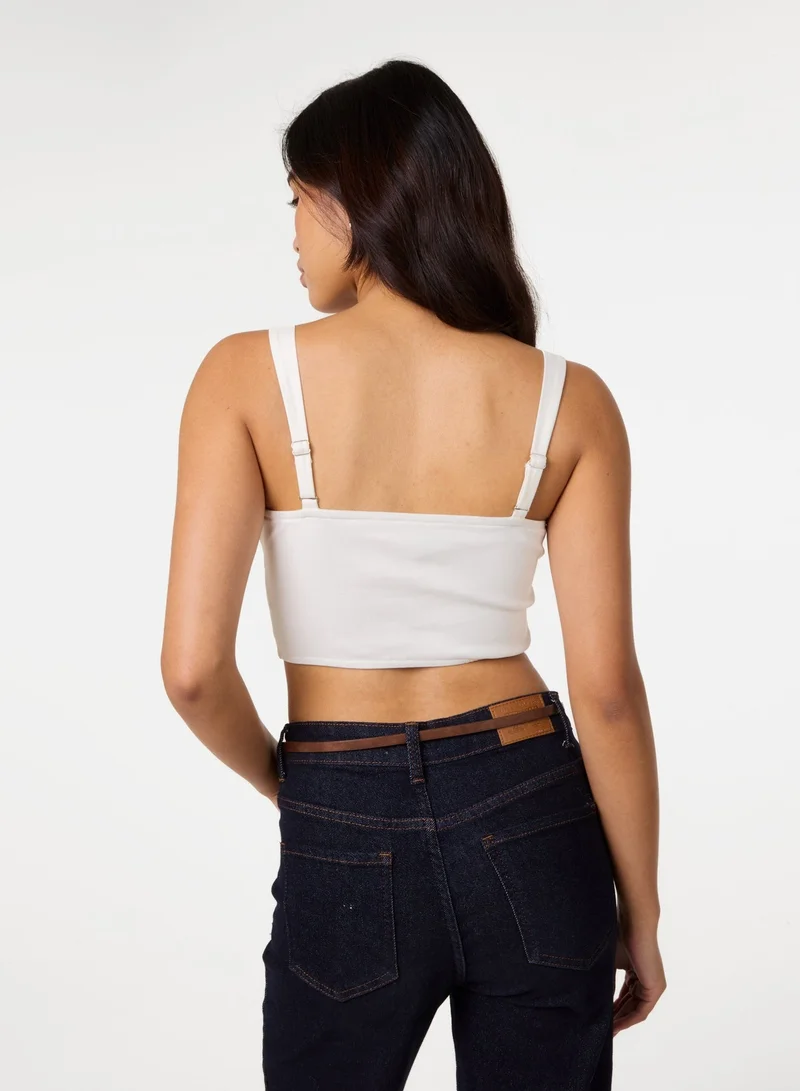 بينك فانيلا Tie Front Milkmaid Crop Top
