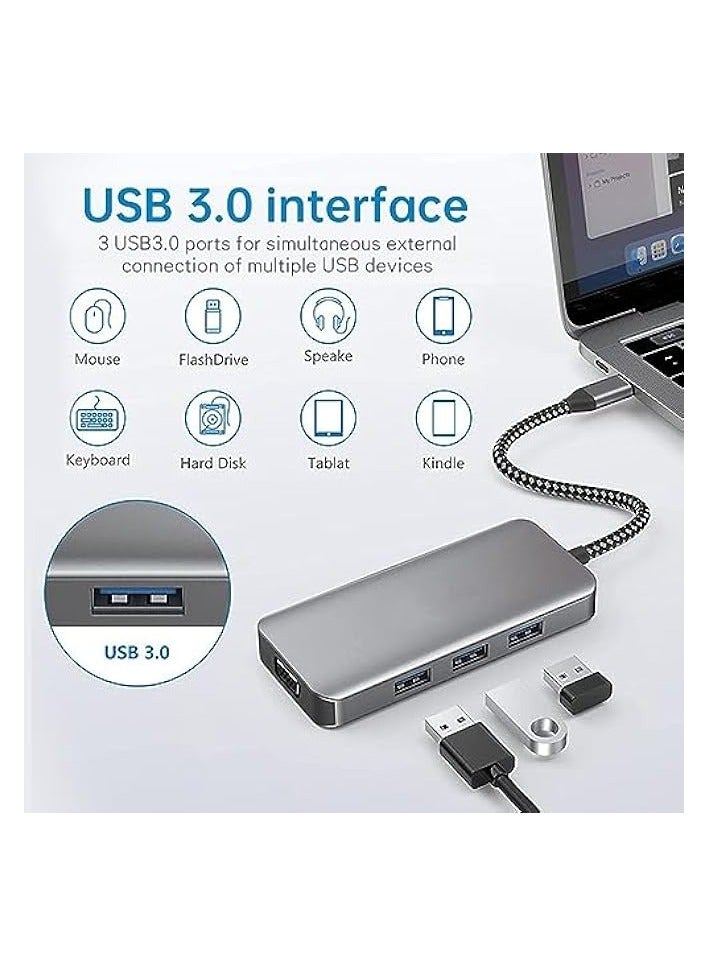 ECVV 8 in1 USB C Hub, Multiport Adapter, Type C to 100Mbps Ethernet Port/4K HDMI Adapter/100W PD Charging/USB 3.0 5Gbps Data - Image 2