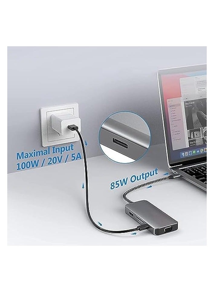 ECVV 8 in1 USB C Hub, Multiport Adapter, Type C to 100Mbps Ethernet Port/4K HDMI Adapter/100W PD Charging/USB 3.0 5Gbps Data - Image 3