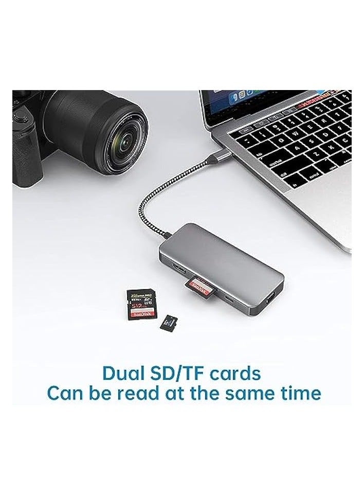 ECVV 8 in1 USB C Hub, Multiport Adapter, Type C to 100Mbps Ethernet Port/4K HDMI Adapter/100W PD Charging/USB 3.0 5Gbps Data - Image 4