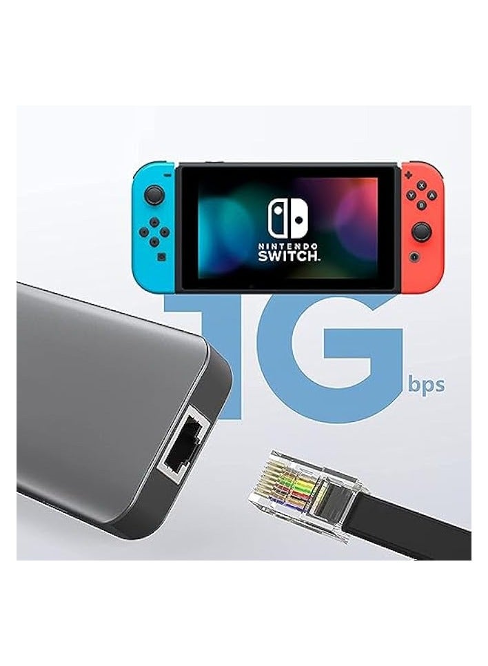 ECVV 8 in1 USB C Hub, Multiport Adapter, Type C to 100Mbps Ethernet Port/4K HDMI Adapter/100W PD Charging/USB 3.0 5Gbps Data - Image 5