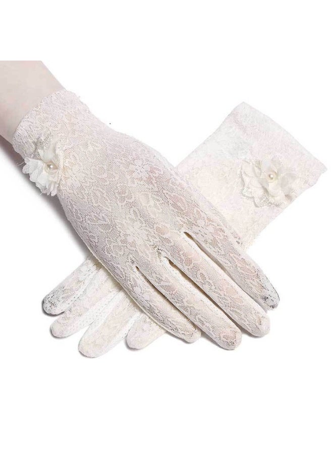 Summer Women Sun UV Protection Lace Gloves Ladies Short Driving Gloves Touch Screen - Image 2