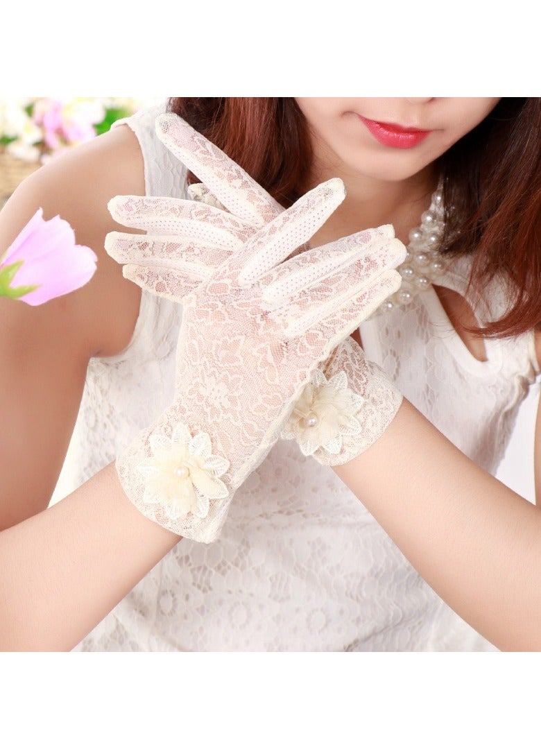Summer Women Sun UV Protection Lace Gloves Ladies Short Driving Gloves Touch Screen - Image 1