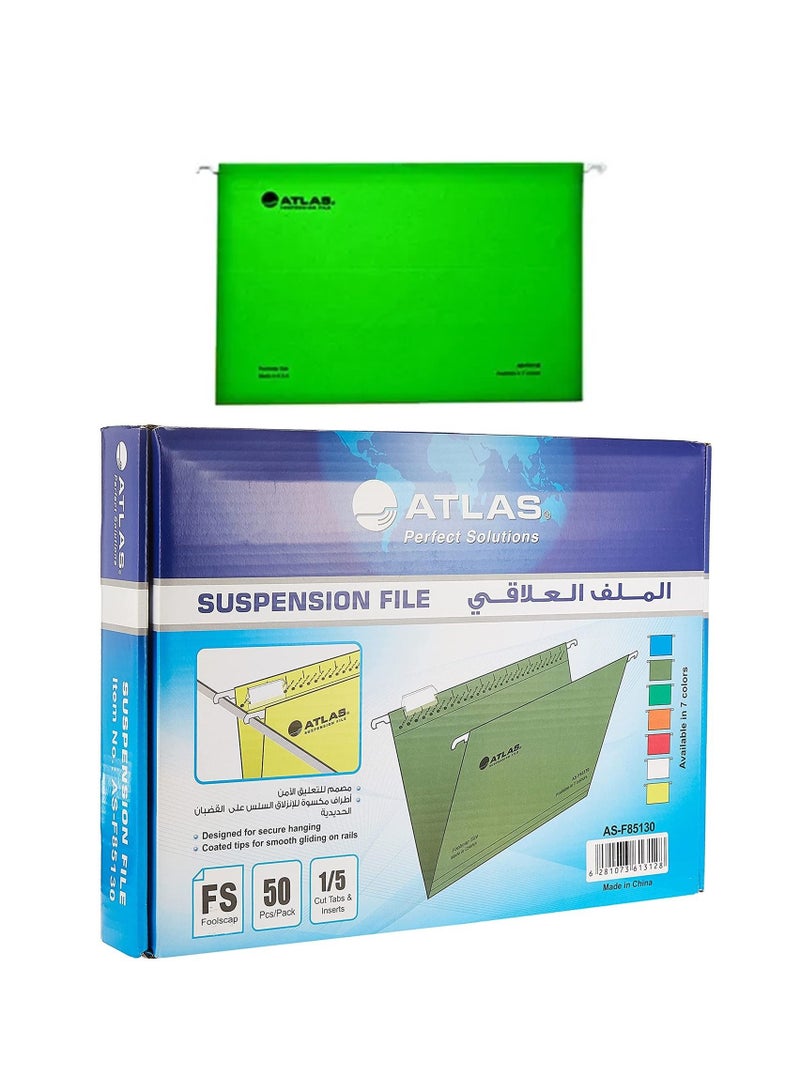 ATLAS 50 قطعة ملف تعليق لون أخضر فاتح