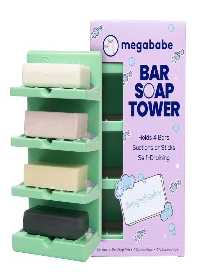 Megababe 4-Tier Bar Soap Tower | Holds 4 Bars | Suctions or Sticks | Self-Draining - Image 1