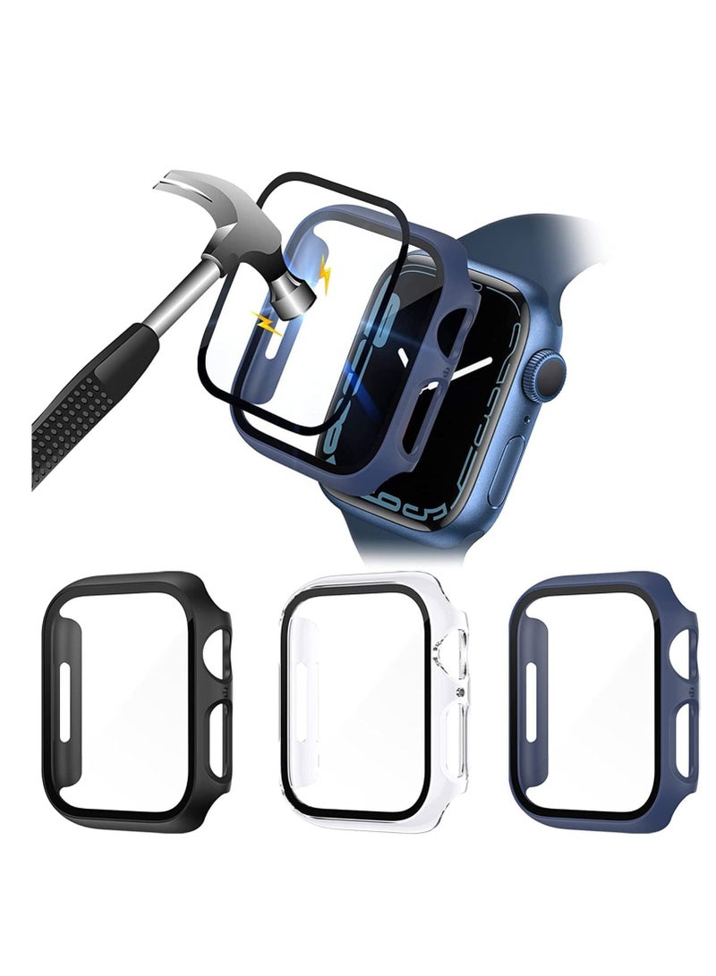 Excefore Hard PC Case Compatible with Apple Watch Series 7 45mm,Tempered Glass Screen Protector, Full Coverage, Touch Sensitive, Ultra-Thin HD Clear Bumper Protective Cover - Image 1