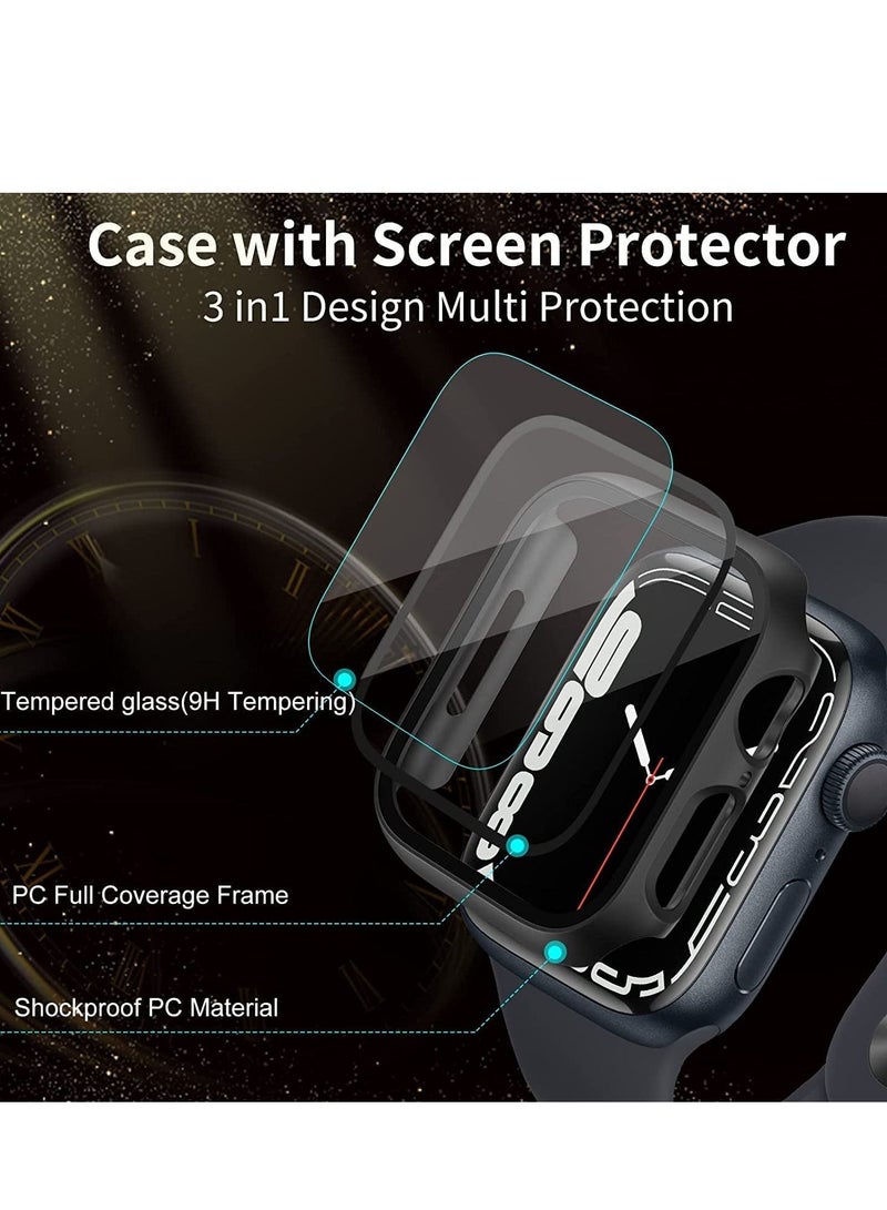 Excefore Hard PC Case Compatible with Apple Watch Series 7 45mm,Tempered Glass Screen Protector, Full Coverage, Touch Sensitive, Ultra-Thin HD Clear Bumper Protective Cover - Image 3