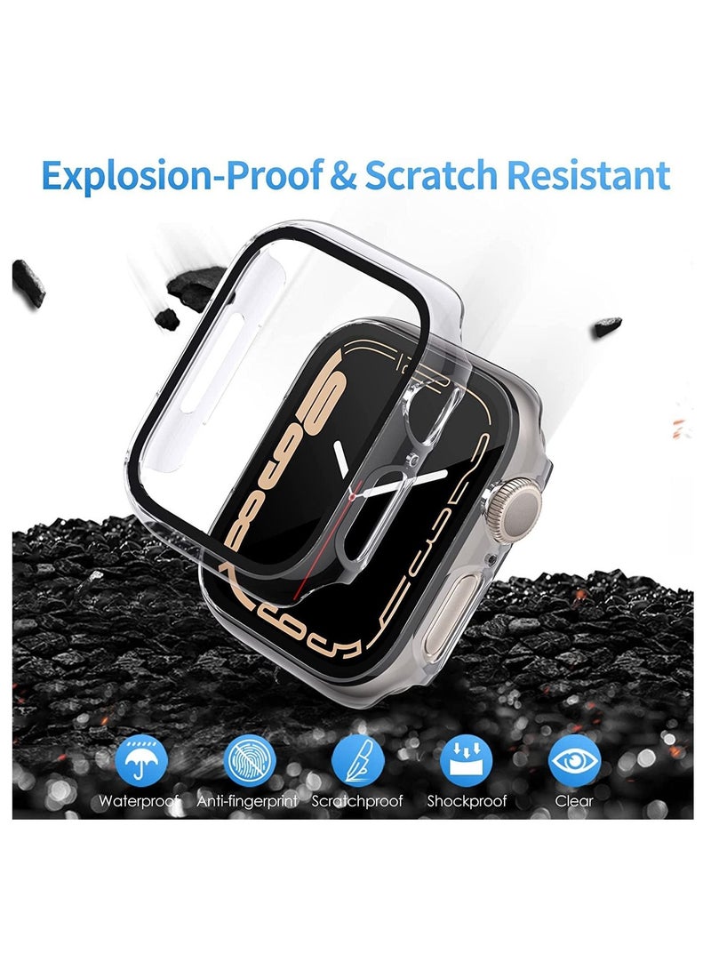 Excefore Hard PC Case Compatible with Apple Watch Series 7 45mm,Tempered Glass Screen Protector, Full Coverage, Touch Sensitive, Ultra-Thin HD Clear Bumper Protective Cover - Image 4