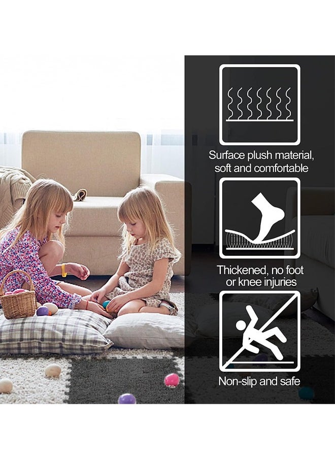 Optico Plush Foam Floor Mat Square Interlocking Carpet Tiles with Border Fluffy Play Mat Floor Tiles Soft Climbing Area Rugs for Home Playroom Decor Area Rug Interlocking Floor Tiles Soft Baby Playmat Puzzle Floor Mat  - Image 5