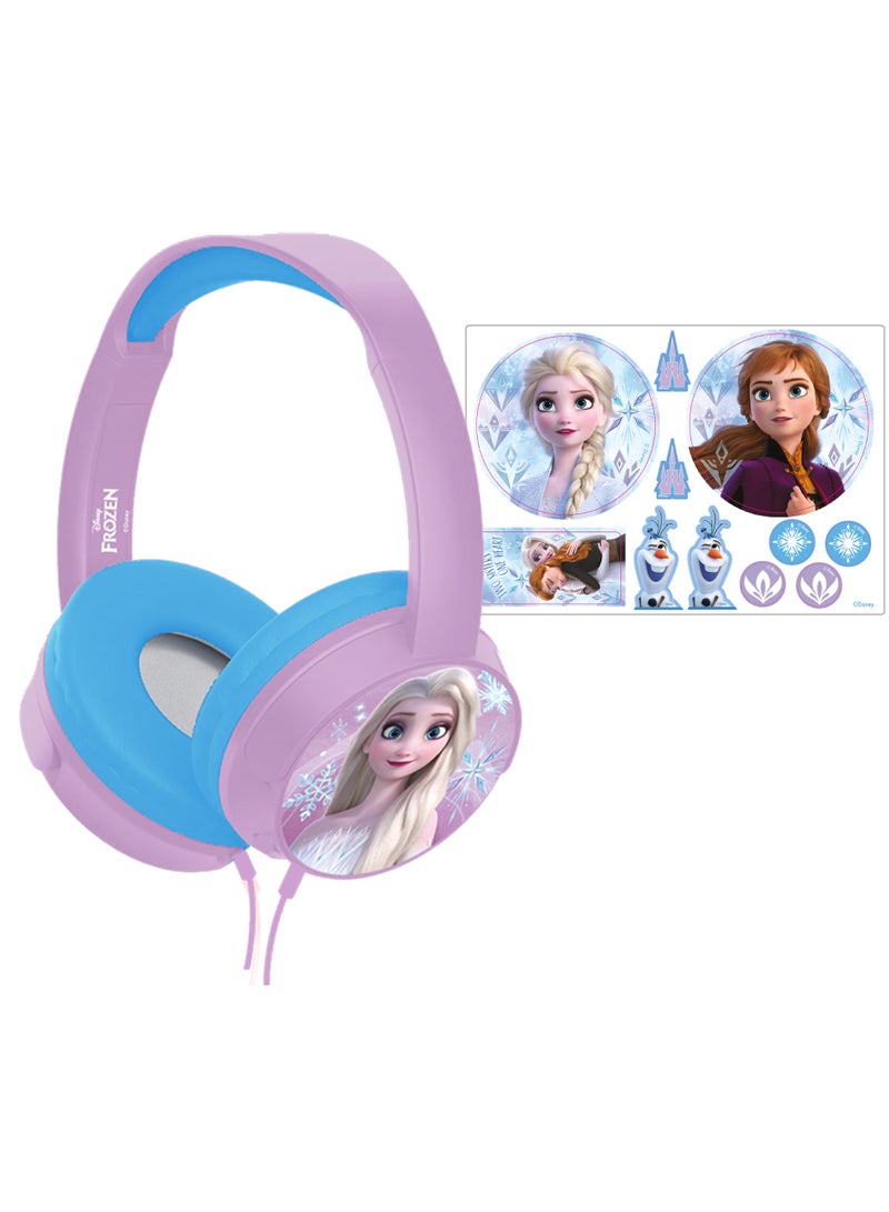 Disney Frozen Kids Headphones 85dB Safe Volume Limiter with USB-C & AUX + 11 Stickers - Image 1