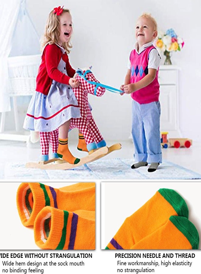 GUSGU 12 Pairs Non Slip Toddler Socks 1-3 years Cotton Infant Baby Kids Grip Socks for Boy Girls Anti Skid Ankle Socks Size 12-14cm  - Image 3