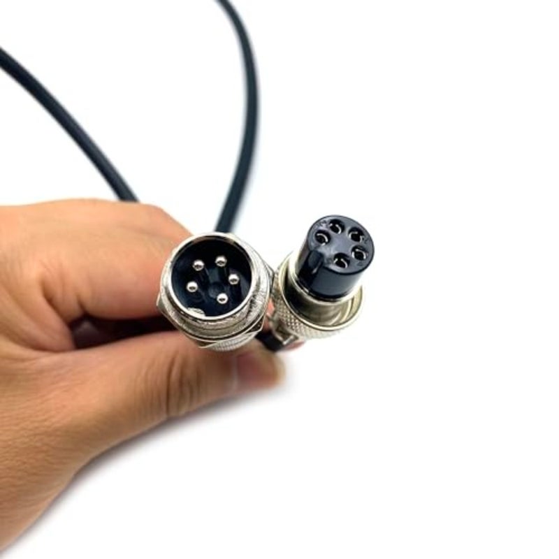 تطبيق الطيران، كابل معدني GX16 ذو 5 سنون، أسود، بطول 6.56 قدم مع سلك 20AWG ومحول ذكر إلى أنثى مثبت على اللوحة - Image 2