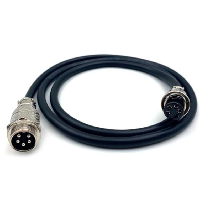 تطبيق الطيران، كابل معدني GX16 ذو 5 سنون، أسود، بطول 6.56 قدم مع سلك 20AWG ومحول ذكر إلى أنثى مثبت على اللوحة - Image 1