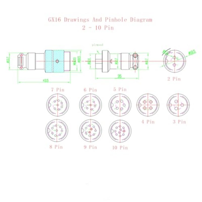 تطبيق الطيران، كابل معدني GX16 ذو 5 سنون، أسود، بطول 6.56 قدم مع سلك 20AWG ومحول ذكر إلى أنثى مثبت على اللوحة - Image 5