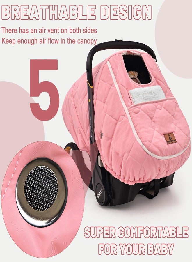 beatoutou Winter Carseat Cover for Baby，Waterproof Baby Car Seat Cover Compatible with Doona Car Seat and Stroller，Cold Weather Warm Car Seat Covers for Babies, Keeps Babies Warm and Cozy (Pink) - Image 5