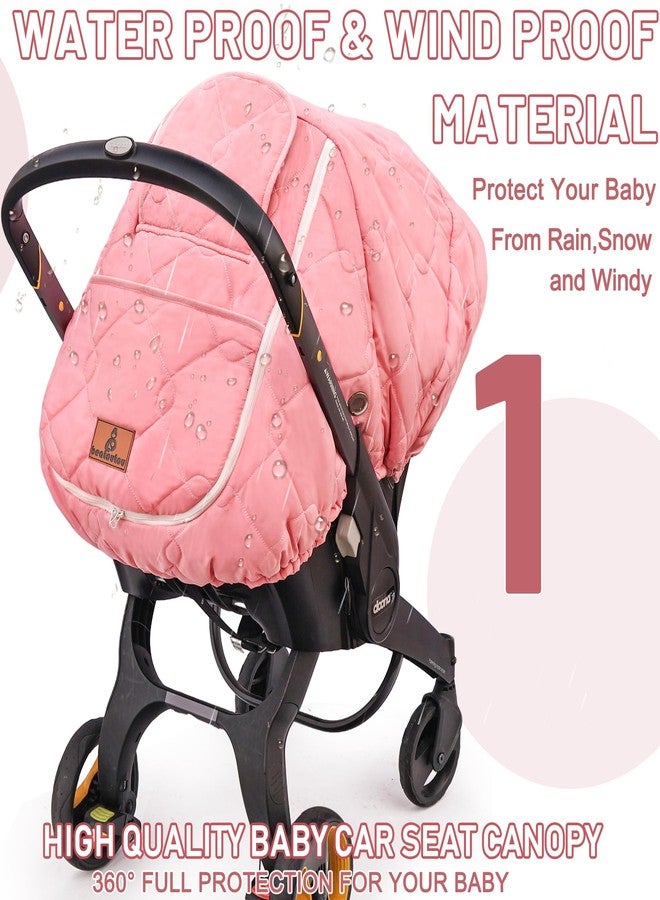 beatoutou Winter Carseat Cover for Baby，Waterproof Baby Car Seat Cover Compatible with Doona Car Seat and Stroller，Cold Weather Warm Car Seat Covers for Babies, Keeps Babies Warm and Cozy (Pink) - Image 2