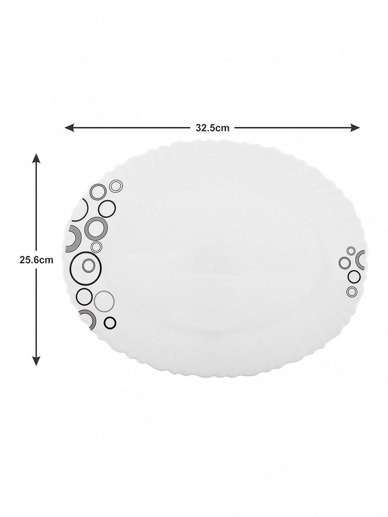 La Opala Diva Classique Collection Opal Glass Crockery for Family of 6 Dinner Set 33 pcs Misty Drops Plates Bowls for Dining Microwave Safe 100 Vegetarian Extra Strong White - Image 3