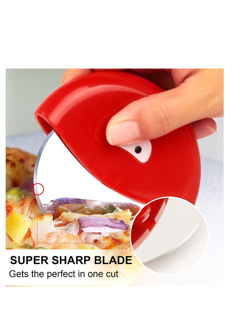 Barakah Pizza Cutter Wheel Pizza Slicer Cutter Super Sharp Stainless Steel Blade with Protective Plastic Guard Cover Pizza Slicer with Protective Blade Cover Easy to Clean 2 Pack - Image 2