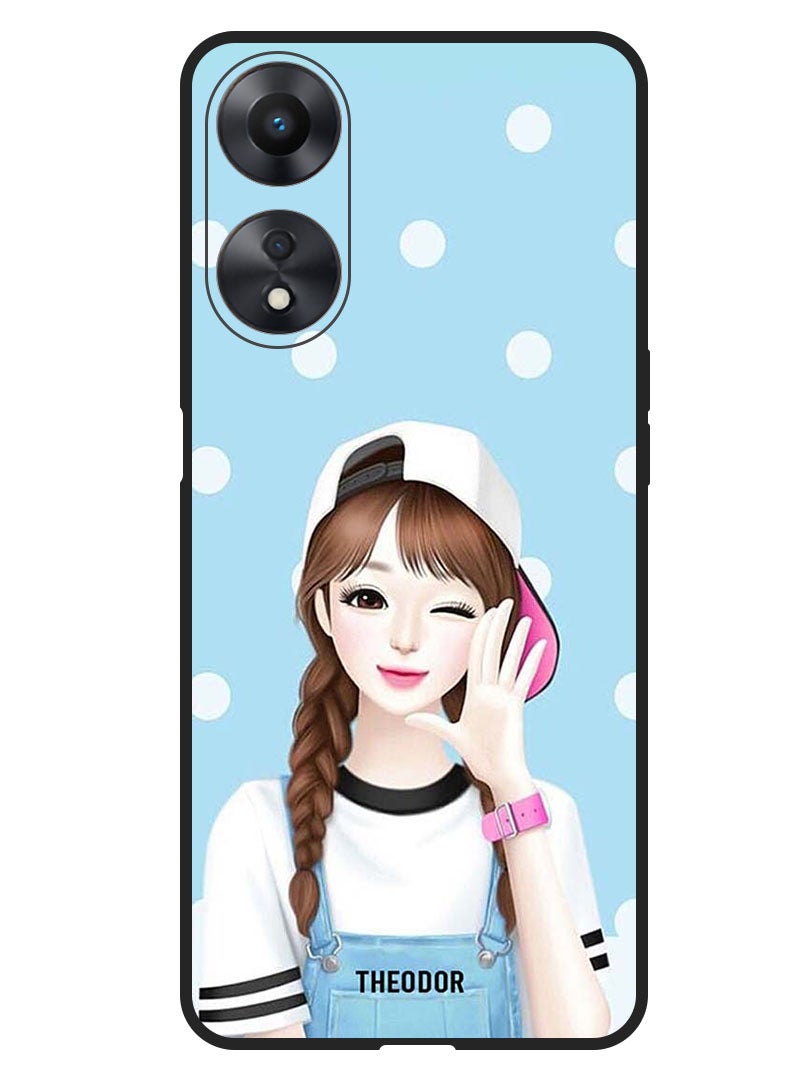 Theodor Protective Case Anti Scratch Shock Proof Bumper Cover For Oppo A98 Girl Wear Cap  - Image 1