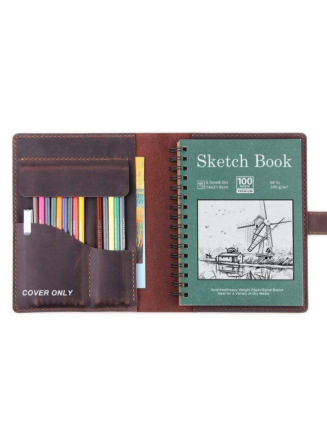 Robrasim - Handmade Leather Sketchbook Cover Leather Artist Sketch Pad Cover For 5.5 X 8.5 Sketchbook Drawing Book And Pencil Case Journal Notebook Portfolio Artis Giftscoffee - Image 1