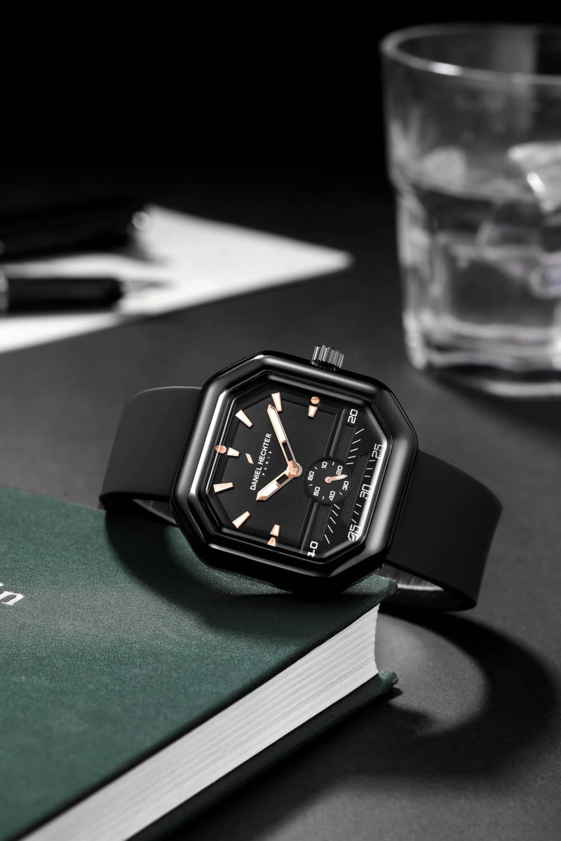 Daniel Hechter Paris Pleyel Collection Fashion Watch for Men– Modern Octagon Dial with Sub-Dial and Comfortable Silicon Strap - Image 3