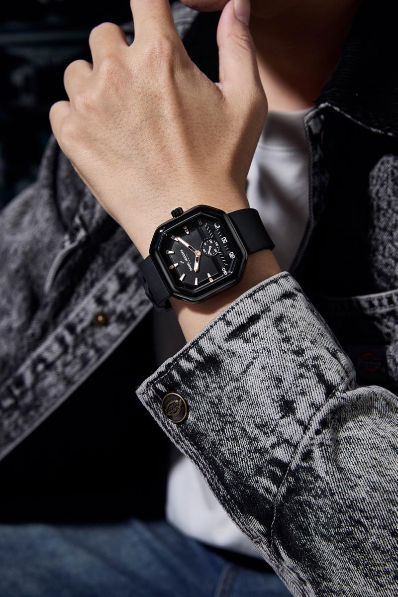 Daniel Hechter Paris Pleyel Collection Fashion Watch for Men– Modern Octagon Dial with Sub-Dial and Comfortable Silicon Strap - Image 2