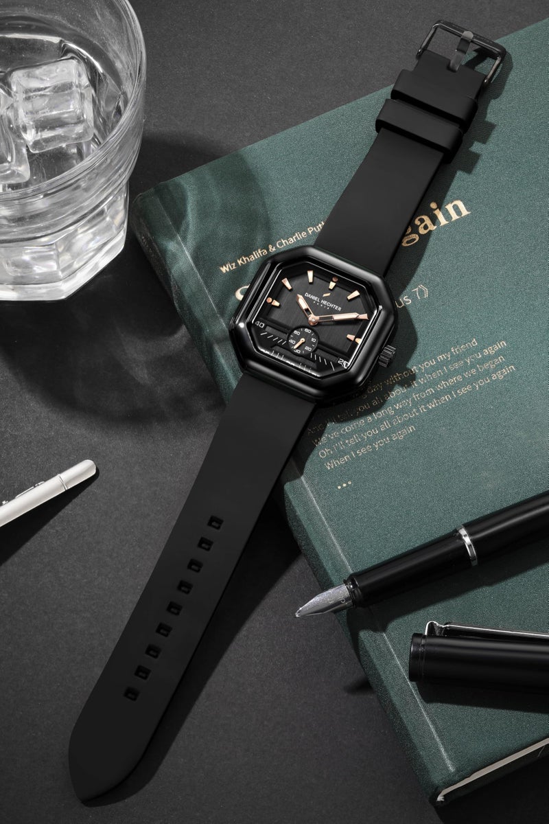 Daniel Hechter Paris Pleyel Collection Fashion Watch for Men– Modern Octagon Dial with Sub-Dial and Comfortable Silicon Strap - Image 4