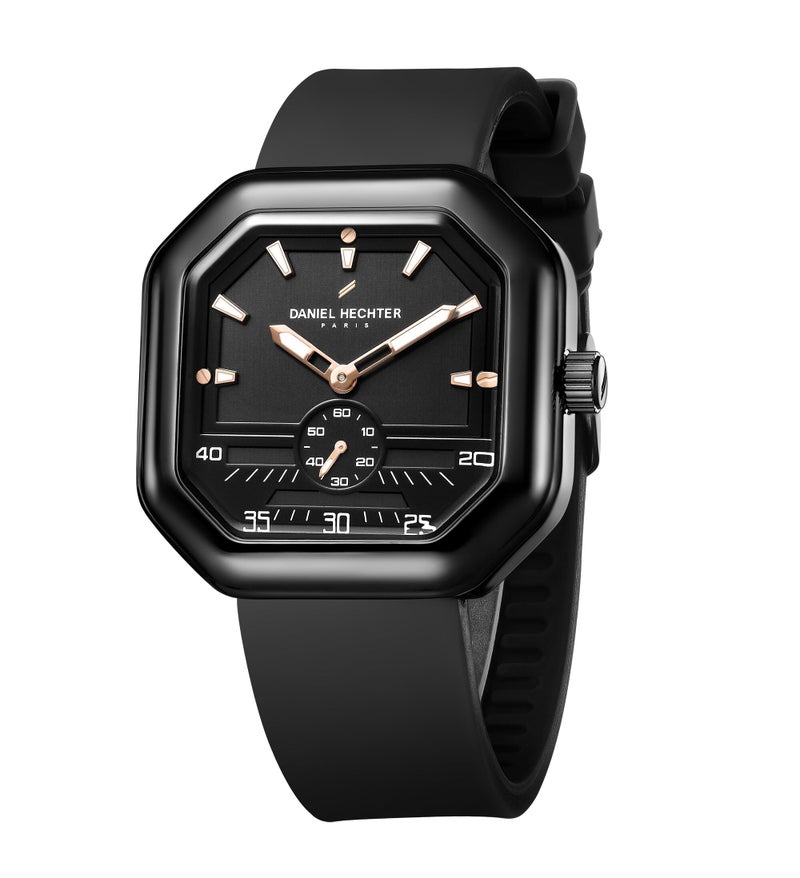 Daniel Hechter Paris Pleyel Collection Fashion Watch for Men– Modern Octagon Dial with Sub-Dial and Comfortable Silicon Strap - Image 1