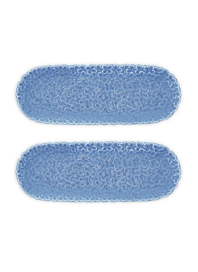Two's Company Two's Company Hydrangea Tidbit and Cracker Dish, Porcelain, Set of 2  - Image 1