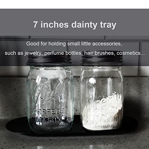 Fermus Stainless Steel Decorative Tray, Set of 2, 7 Inch Long, Jewelry Dish Cosmetics Organizer Bathroom Clutter Serving Platter Small Storage Tray, Oval, Matte Black - Image 5