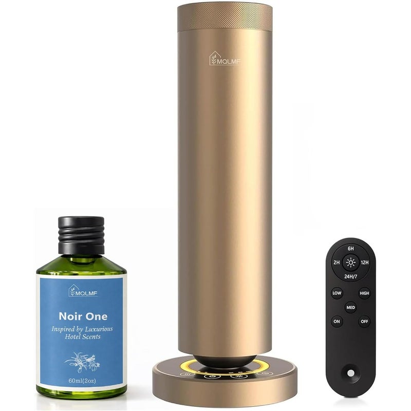 Scent Diffuser Machine, 1500 Sq Ft, Ring Ambient Light, Wireless, Aluminum, Remote ControlandTouch Buttons, Adjustable Fragrance IntensityandTimer, Waterless Diffuser - Gold - Image 1