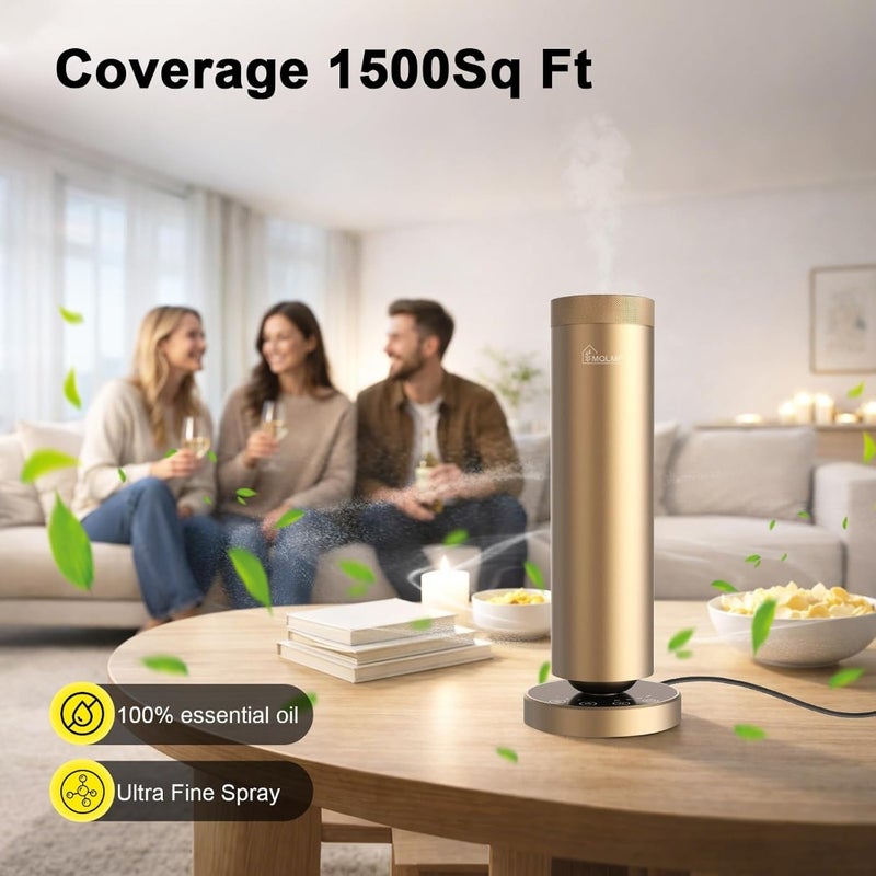 Scent Diffuser Machine, 1500 Sq Ft, Ring Ambient Light, Wireless, Aluminum, Remote ControlandTouch Buttons, Adjustable Fragrance IntensityandTimer, Waterless Diffuser - Gold - Image 5