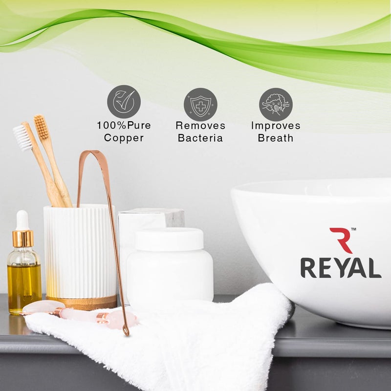 Reyal Smile 100% Copper Tongue Cleaner (Pack of 4) Fights Bad Breath for Family Adults and Kids - Image 5
