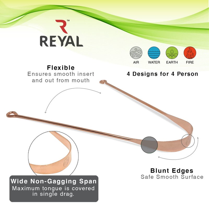 Reyal Smile 100% Copper Tongue Cleaner (Pack of 4) Fights Bad Breath for Family Adults and Kids - Image 3