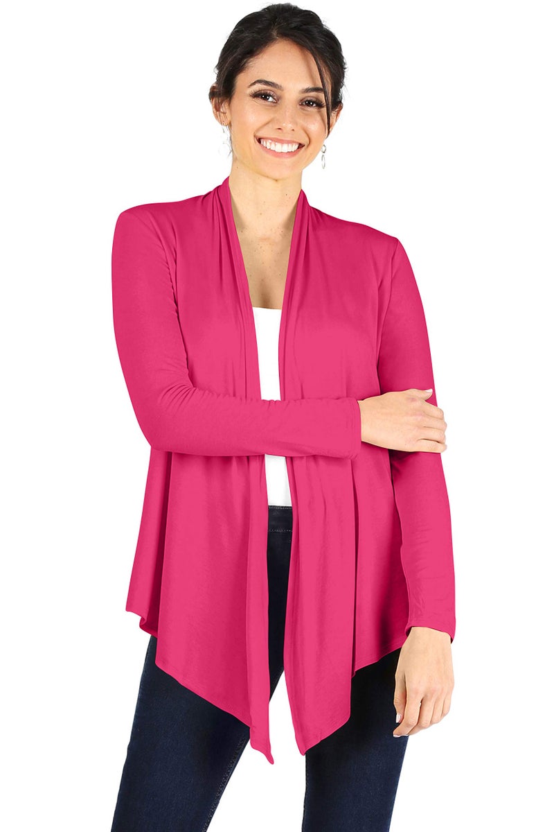 Simlu Womens Cardigan Sweater Open Front, Fuchsia, Large - Image 1
