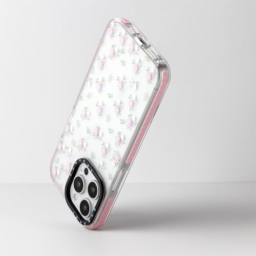 Dumkery Cute Pink Flowers Phone Case Compatible with iPhone 15 Pro Max, Floral Leaf Aesthetic Pattern, Soft TPU Full Body Protection Shockproof Bumper Cases Cover for Girls Women - Image 5