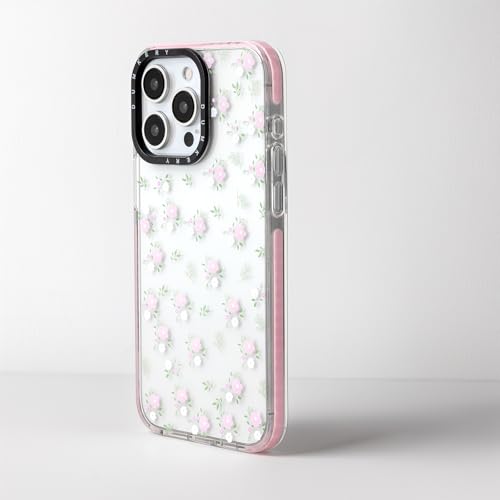 Dumkery Cute Pink Flowers Phone Case Compatible with iPhone 15 Pro Max, Floral Leaf Aesthetic Pattern, Soft TPU Full Body Protection Shockproof Bumper Cases Cover for Girls Women - Image 4