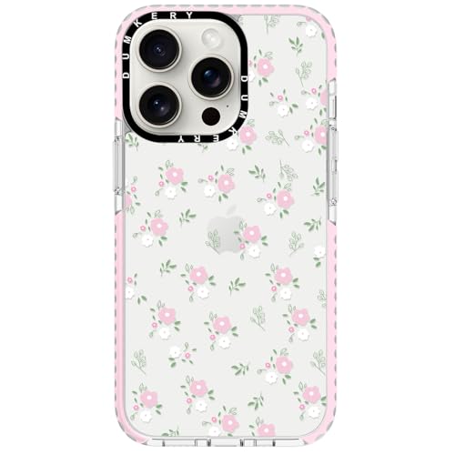 Dumkery Cute Pink Flowers Phone Case Compatible with iPhone 15 Pro Max, Floral Leaf Aesthetic Pattern, Soft TPU Full Body Protection Shockproof Bumper Cases Cover for Girls Women - Image 1