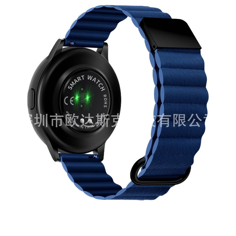 سوار ساعة ذكية سوار نايلون حلقي متوافق مع Samsung Galaxy Watch بملاءمة قابلة للتعديل وحزام بديل للاستخدام اليومي باللون أزرق قابل للتعديل لترتيب الأغراض للاستخدام العملي - Image 1
