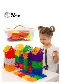 RAINBOW TOYFROG Waffle Blocks For Toddlers & Kids 96 Pcs Jumbo Toy Building Sets Stem Building Toys With Storage Container Kindergarten Toys Preschool Manipulatives For Toddlers  - Image 1