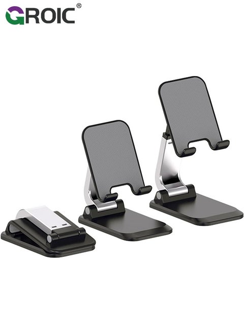 Phone Stand for Desk, Portable Cell Phone Stand Holder, Foldable Height Angle Adjustable iPhone Stand Cradle Dock, Compatible with All Mobile Phones, Compatible with 4-8'' iPhone Android Smartphone