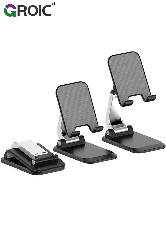 GROIC - Phone Stand for Desk, Portable Cell Phone Stand Holder, Foldable Height Angle Adjustable iPhone Stand Cradle Dock, Compatible with All Mobile Phones, Compatible with 4-8'' iPhone Android Smartphone - Image 1