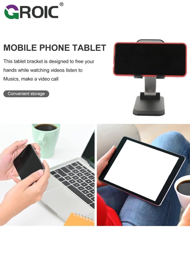 GROIC - Phone Stand for Desk, Portable Cell Phone Stand Holder, Foldable Height Angle Adjustable iPhone Stand Cradle Dock, Compatible with All Mobile Phones, Compatible with 4-8'' iPhone Android Smartphone - Image 1