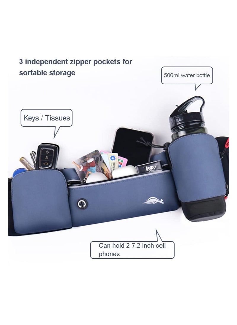 Excefore - Running Belt Bag, Running Belt Bag with Foldable Water Bottle Holder, Running Phone Holder for Women and Men, Water Resistant and Non Bouncing, Perfect for Running, Cycling and Walking - Image 1