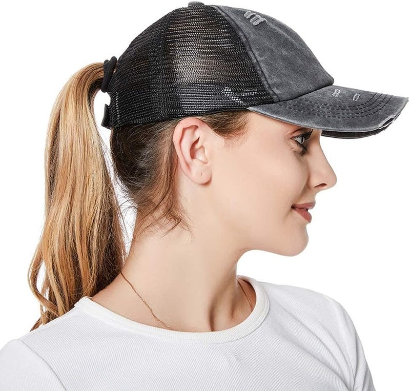 ProMindFun Womens Pony Hat High Ponytail Baseball Cap Girls Messy Bun Caps Camouflage Trucker Bad Hair Day Adjustable Dad Hat - Image 3