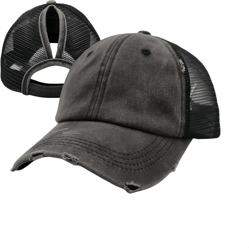 ProMindFun Womens Pony Hat High Ponytail Baseball Cap Girls Messy Bun Caps Camouflage Trucker Bad Hair Day Adjustable Dad Hat - Image 2
