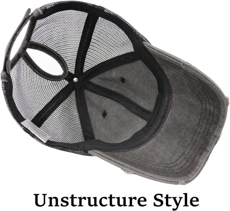 ProMindFun Womens Pony Hat High Ponytail Baseball Cap Girls Messy Bun Caps Camouflage Trucker Bad Hair Day Adjustable Dad Hat - Image 5
