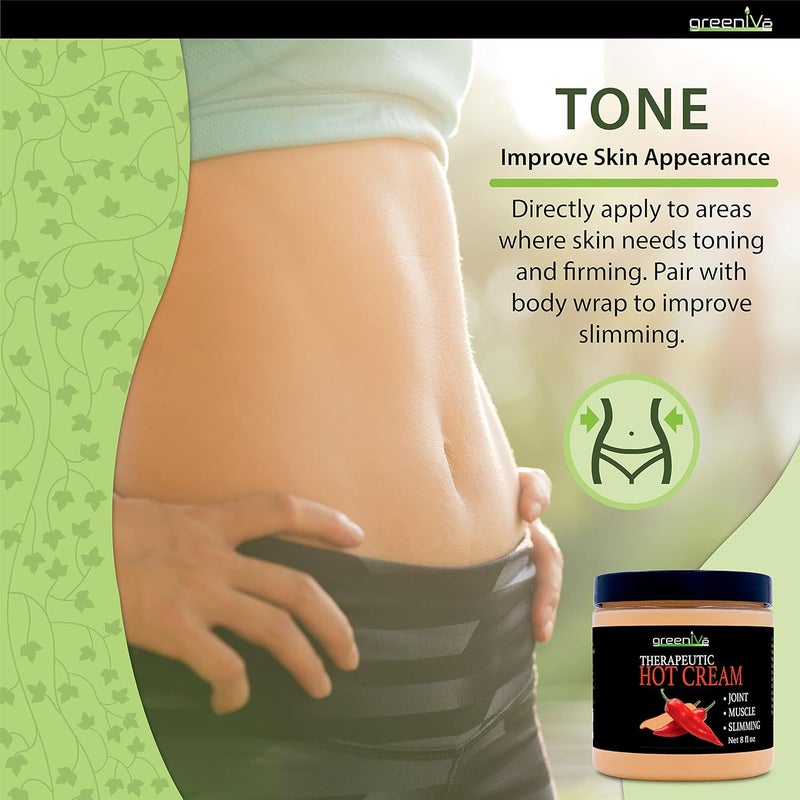 GreenIVe Hot Cream Massage Lotion Hot  Cold Sensation for Joints and Muscles and Skin Tightning Wraps 8oz Jar - Image 5