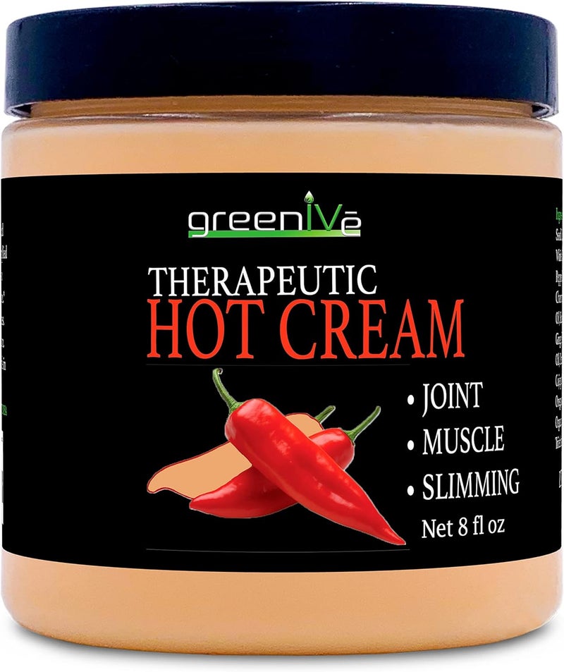 GreenIVe Hot Cream Massage Lotion Hot  Cold Sensation for Joints and Muscles and Skin Tightning Wraps 8oz Jar - Image 2