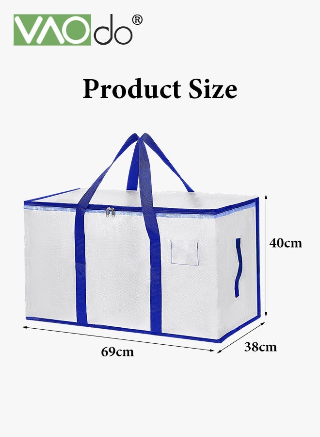VAOdo 3PCS Storage and Moving Bags, Foldable Water-Resistant Storage Bags with Zipper, Reusable Grocery Bags Best Moving Boxes, Alternative for Dormitory Home Moving Cargo Carrying Miscellaneous Storage 69*38*40CM - Image 3